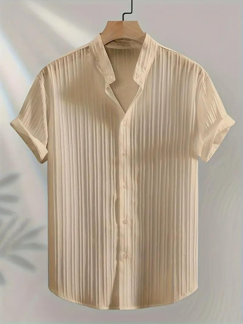 Men's Solid Retro Short Sleeves Button-Up Shirt Pack of 3